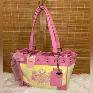 NWT Juicy Couture Yellow Pink Classic Scottie Dogs Tote Daydreamer